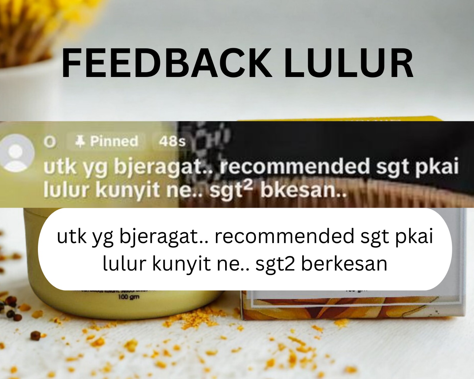 Review kepuasan menggunakan lulur kunyit pada kulit sensitif