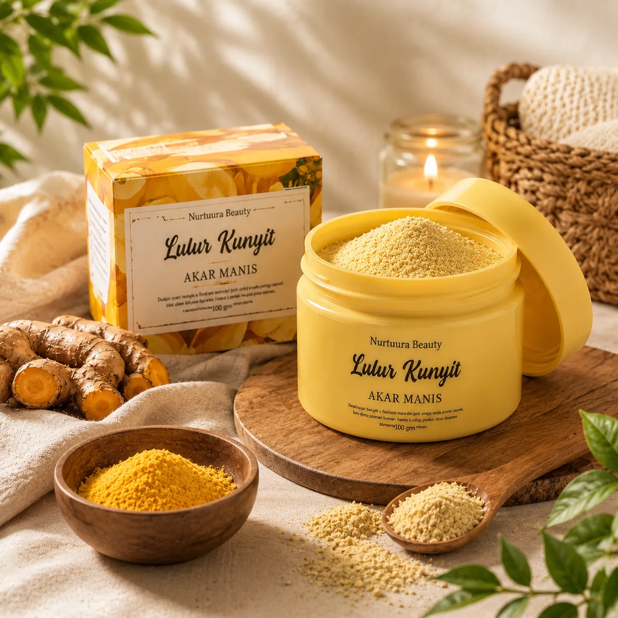 Nurtuura Beauty Lulur Kunyit Akar Manis Official Packshot Visual